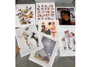 Group Of 7 Vintage Prints By Norman Rockwell Purchased From His Museum