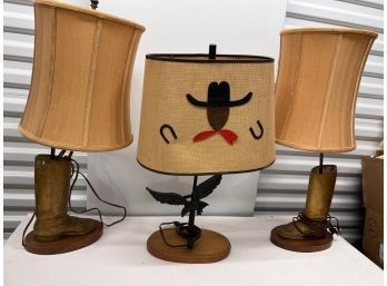 Group Of  Three  Cowboy Lamps!