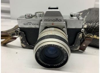Minolta SRT 100X  35 Mm Camera In Case With Guitar Strap