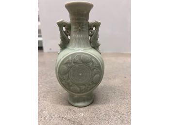 MCM Porcelain Jade Colored Vase Approx 6' Tall
