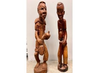 2 Large Wood Carved Figures African
