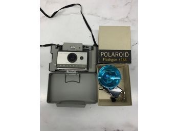 Polaroid Land Camera Automatic 103 With  Polaroid Flash Gun 268