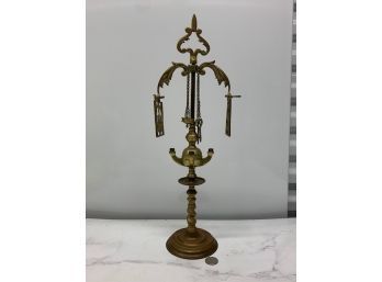 Vintage Brass Multi Candle Holder With Utensils