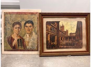2 Vintage European Framed Prints
