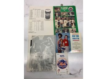 1973, 1975  Mets, Nets And Islanders Ephemera
