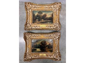 Pair Of Antique Paintings H C Heffer Signed In Original Frames