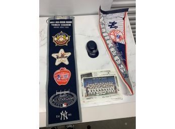 Group Of Yankee Memorabilia Including New Banner From All Star Game