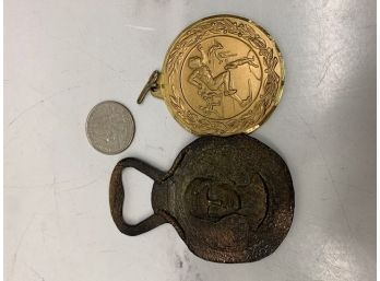 Vintage Olympic/maccabee Medal Made In Italy And Double Sided Greek? Bottle Opener