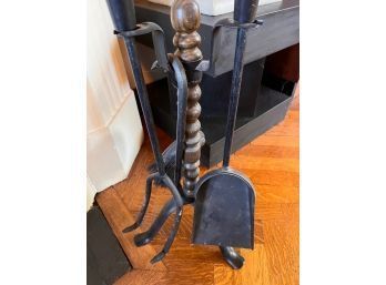 MCM Fireplace Tools On Stand Iron