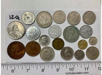 Mixed Lots Of 22 Foreign Coins  #129
