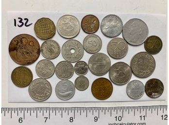 Assorted Lot Of 25 Foreign Coins  #132
