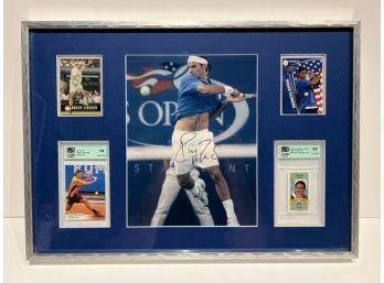 RARE~~Roger Federer Signed Photo And Rookie Collector Card Including MisPrint Roger Clemens!