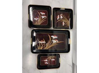 Set Of 5 Lacquer Trays Made In Japan