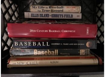 Crate Of Baseball Books And The New Yorker 1955-65 Album