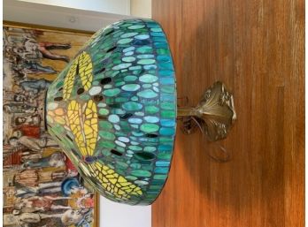 Vintage Yellow Dragonfly Tiffany Style Table Top Lamp