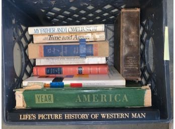 Crate Of Mixed Vintage Hardcover Books Family Of Art, America, Etc
