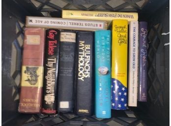 Crate Of Hardcover Books Including Sherlock Holms, Gay Talese, Etc