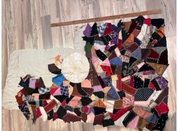 Signed And Dated Antique Crazy Quilt Segment As Is  Grace Duyfee 1905  (#4)