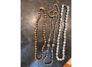 3 Vintage Necklaces, 2 Cloisonne