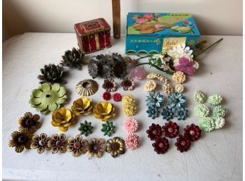Metal Flowers, Many Sets Including 2 Metal Boxes!