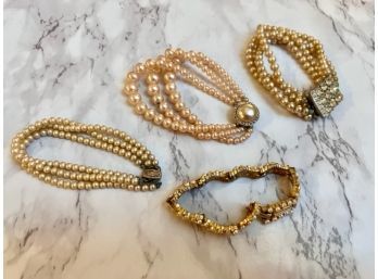 4 Vintage Pearl Bracelets