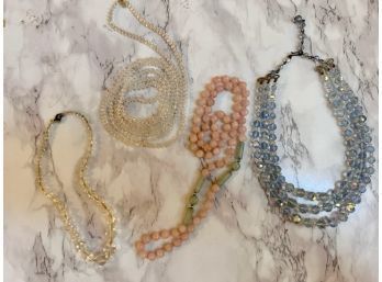 4 Gorgeous Retro Crystal And Beaded Necklaces