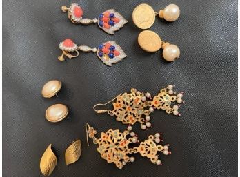 Gold Pierced And Non Pierced Earrings 5 Pairs