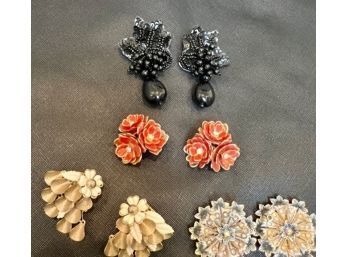 Large Flower Earrings 1960's - 70's
