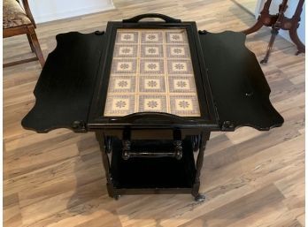 Amazing Tea Cart With Removable Tray  Tiled Top