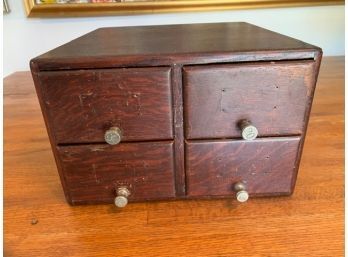 4 Drawer Wood Card Cabinet With Metal  Numbered Drawer Pulls
