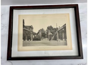 Vintage Black And White Photogravure Johnson Gates Harvard University Main Entrance