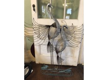 Curtis Jere Multi Metal Pair Of Peacocks Wall Sculpture 1978 Signed And Dated