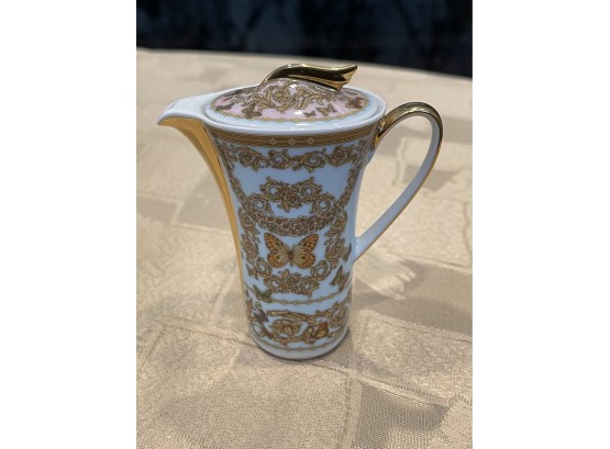 Versace Rosenthal Porcelain Coffee Pot Light Blue/gold With Box