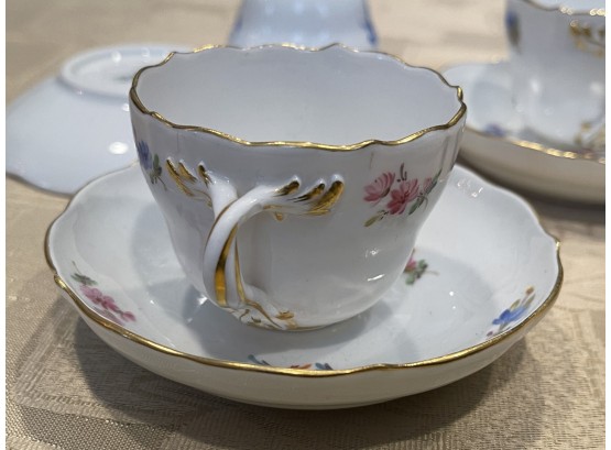 3 Meissen Cups And Saucers First Quality