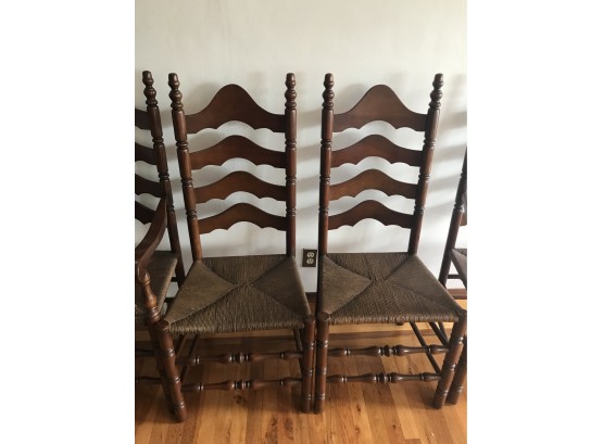 4 Pc Colonial Rush Ladder Chairs