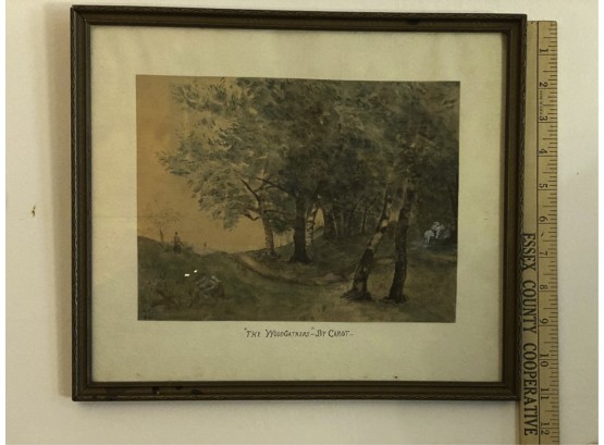 VINTAGE WATERCOLOR FRAMED 'THE WOODGATHERS' SIGNED
