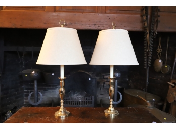 MODERN PAIR BRASS TABLE LAMPS