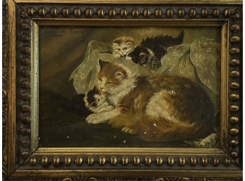 20TH C. CAT PAINTING AFTER HENRIETTE RONNER FRAMED