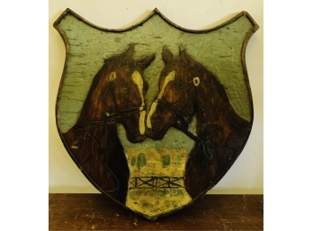 VINTAGE WOODEN PAINT DECORATED CARVED HORSE