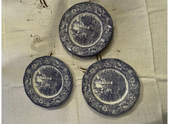 (9) LIBERTY BLUE INDEPENDENCE HALL IRONSTONE PLATE