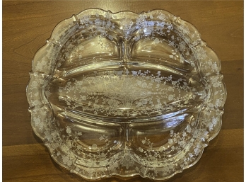 CLEAR DEPRESSION ERA SECTIONED SERVING DISH