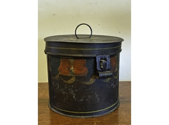 ANTIQUE TOLE PAINTED TINWARE CONTAINER