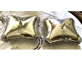 (2) ANTIQUE SHEFFIELD COVERED SERVERS