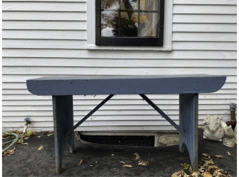VINTAGE OLD BLUE PAINTED BENCH