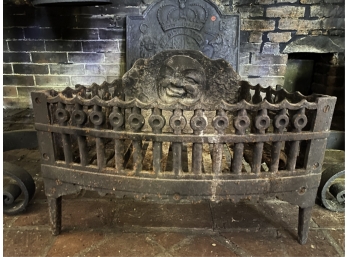 MOON AND STARS BACKED CAST IRON FIRE PLACE GRATE