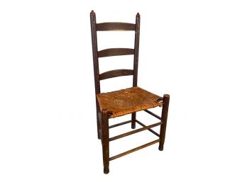 (19th c) COUNTRY LADDER BACK SIDE CHAIR