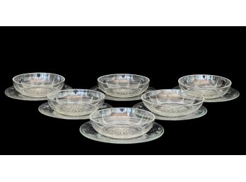 (6) CUT GLASS BOWLS and SAUCERS
