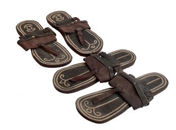 (2) PAIR of AFRICAN LEATHER SANDALS