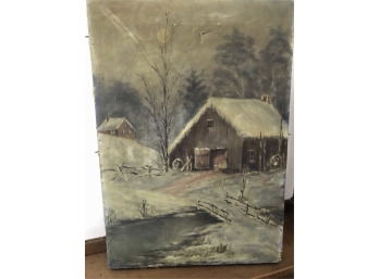 WINTER OIL ON CANVAS PAINTING