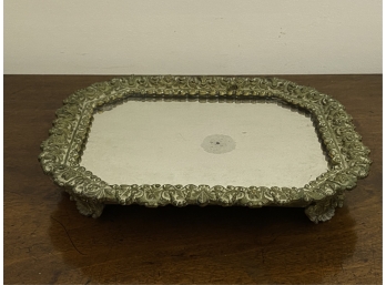 VINTAGE BRASS OR BRONZE FOOTED MIRROR PLATEAU